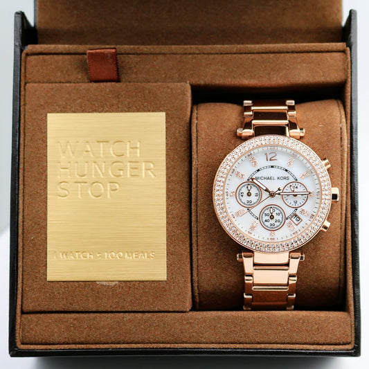 Rose Gold White Chronograph Watch
