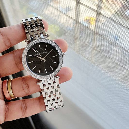 Silver Black Metal Watch