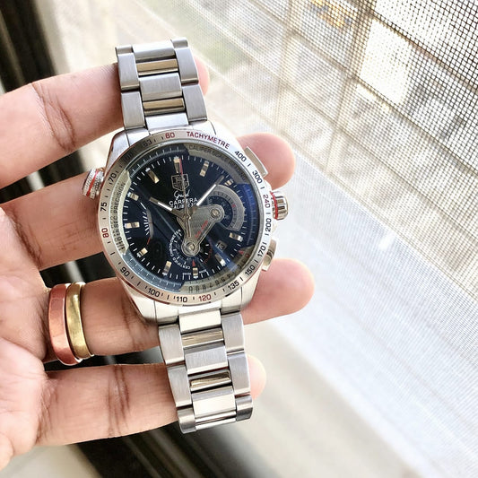 Silver Black Chronograph Watch