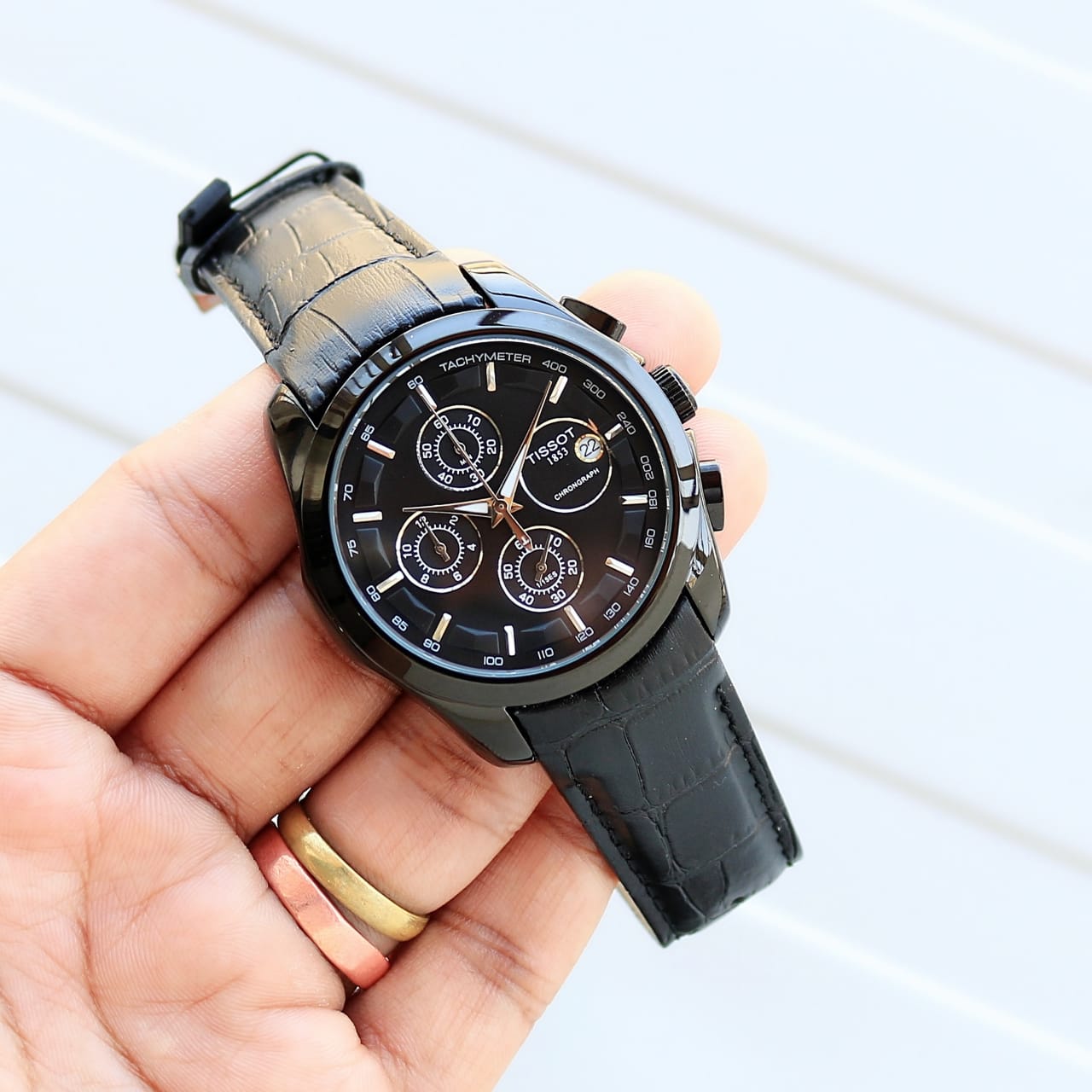 Full Black Leather Watch