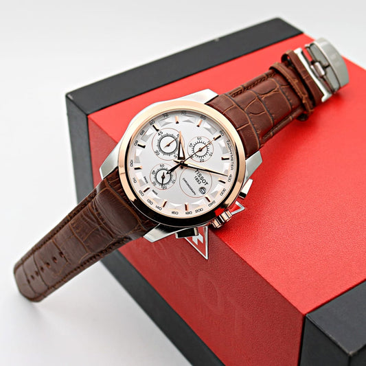 Copper White Brown Leather Watch