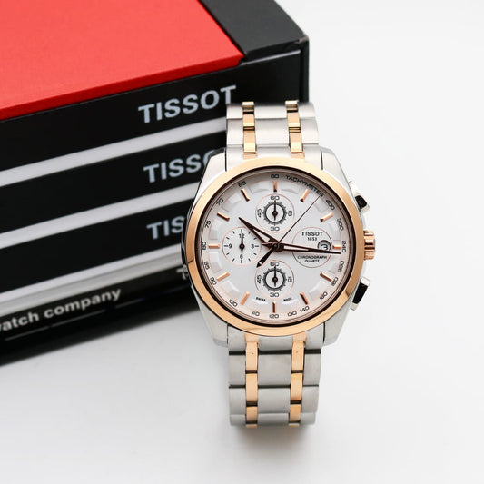 Dual Tone White Dial Watch