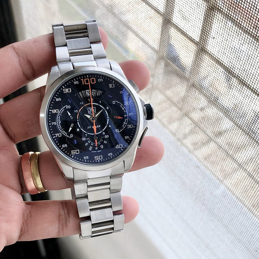 Silver Black Chronograph Watch