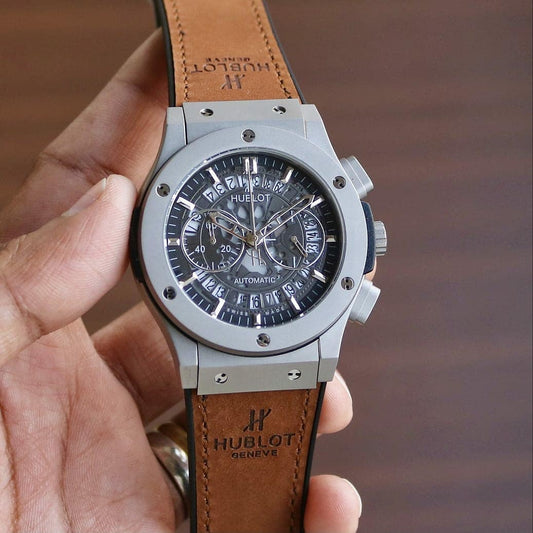 Brown Black Leather Watch