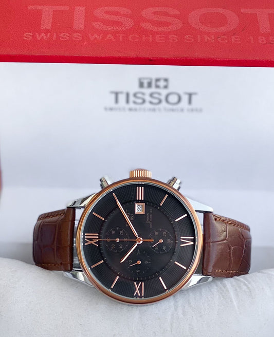 Brown Black Leather Watch