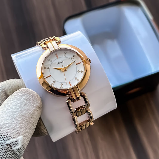 Gold White Watch