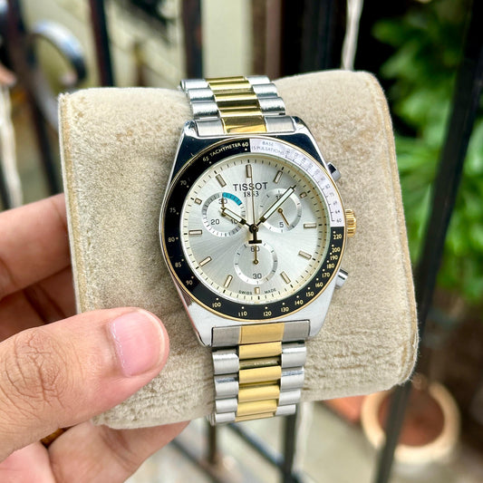 Silver Gold White Dial Watch