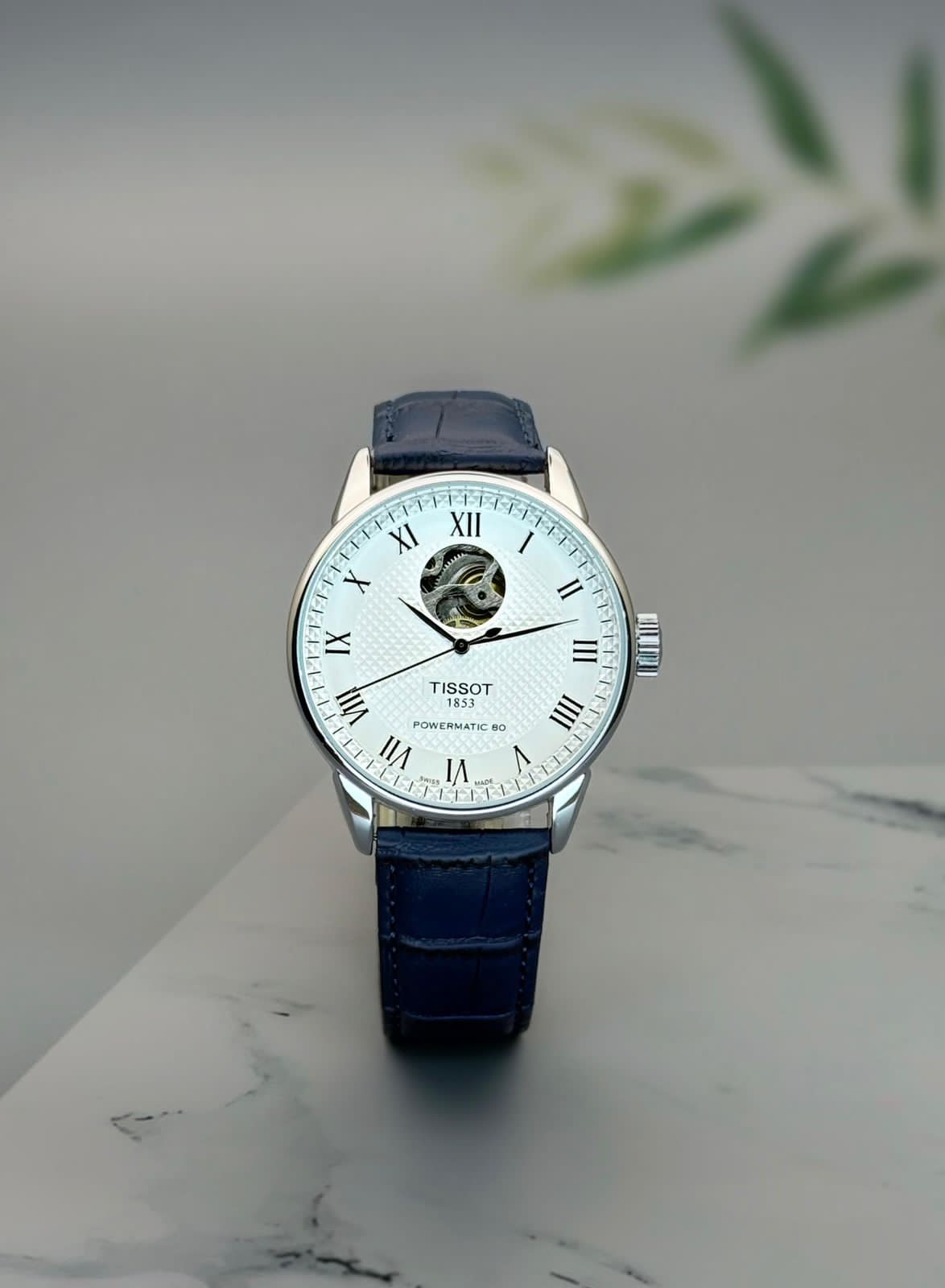 Blue White Leather Watch