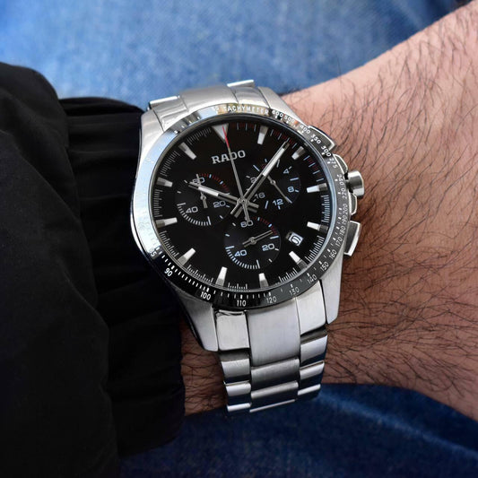 Silver Black Chronograph Watch