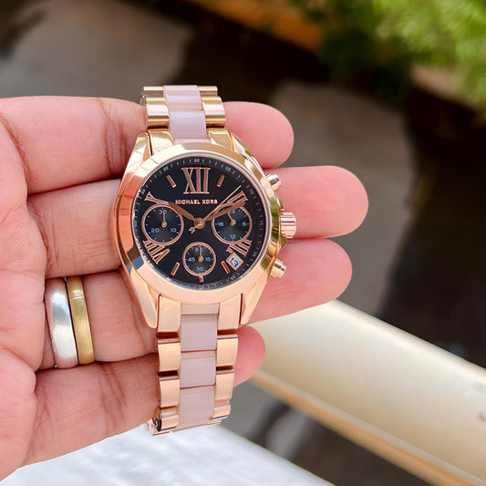 Pink Black Chronograph Watch