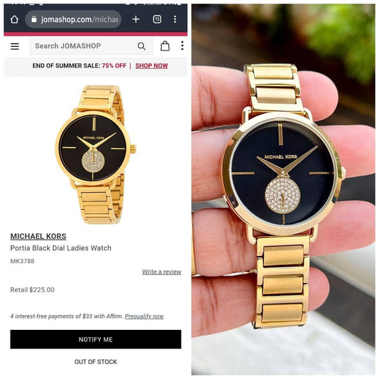 Gold Black Metal Watch