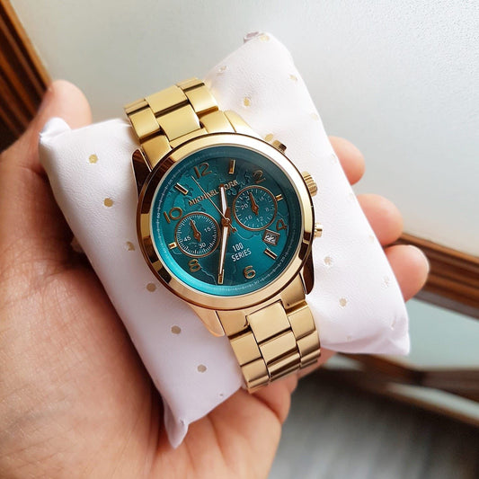 Gold Blue Chronograph Watch