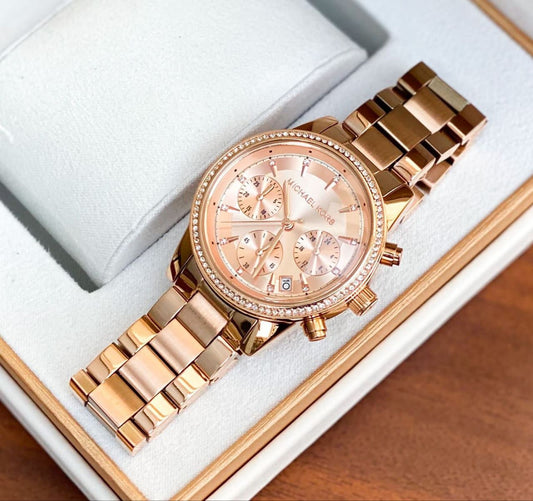 Full Rose Gold Chronograph Watch