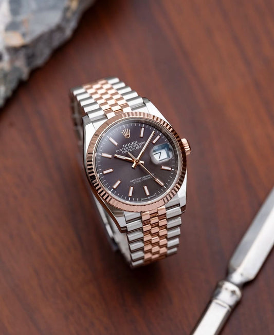 Silver Copper Brown Watch