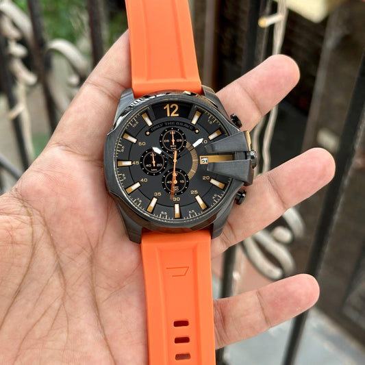 Orange Black Fibre Watch