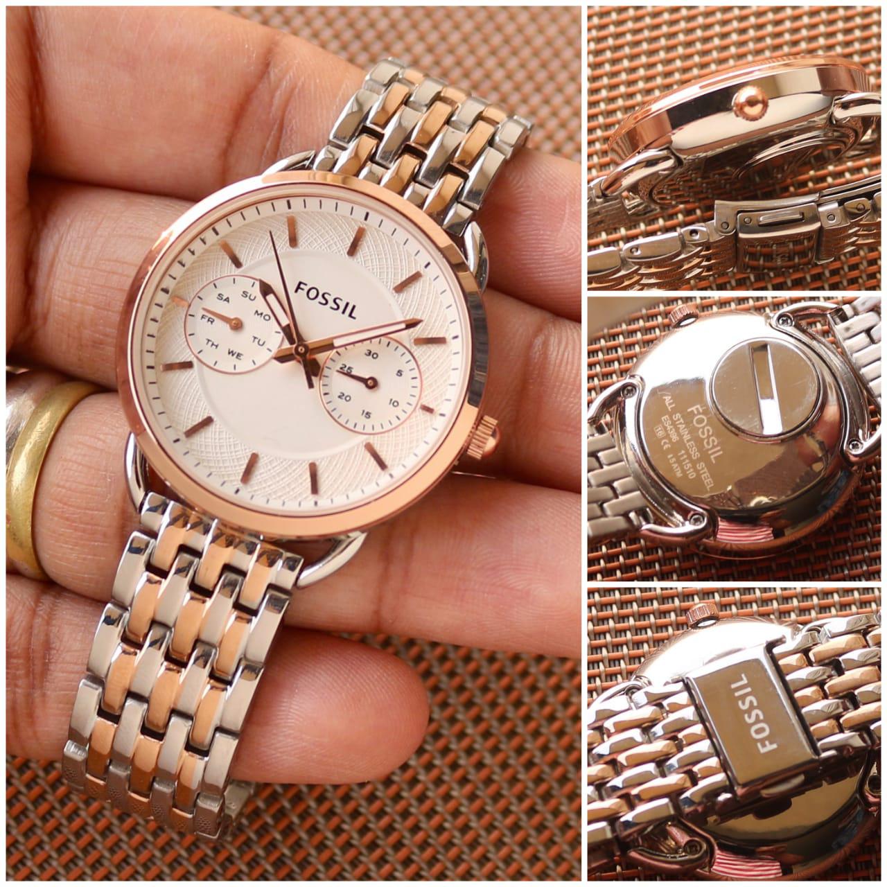 Silver Rose Gold With Peach Dial