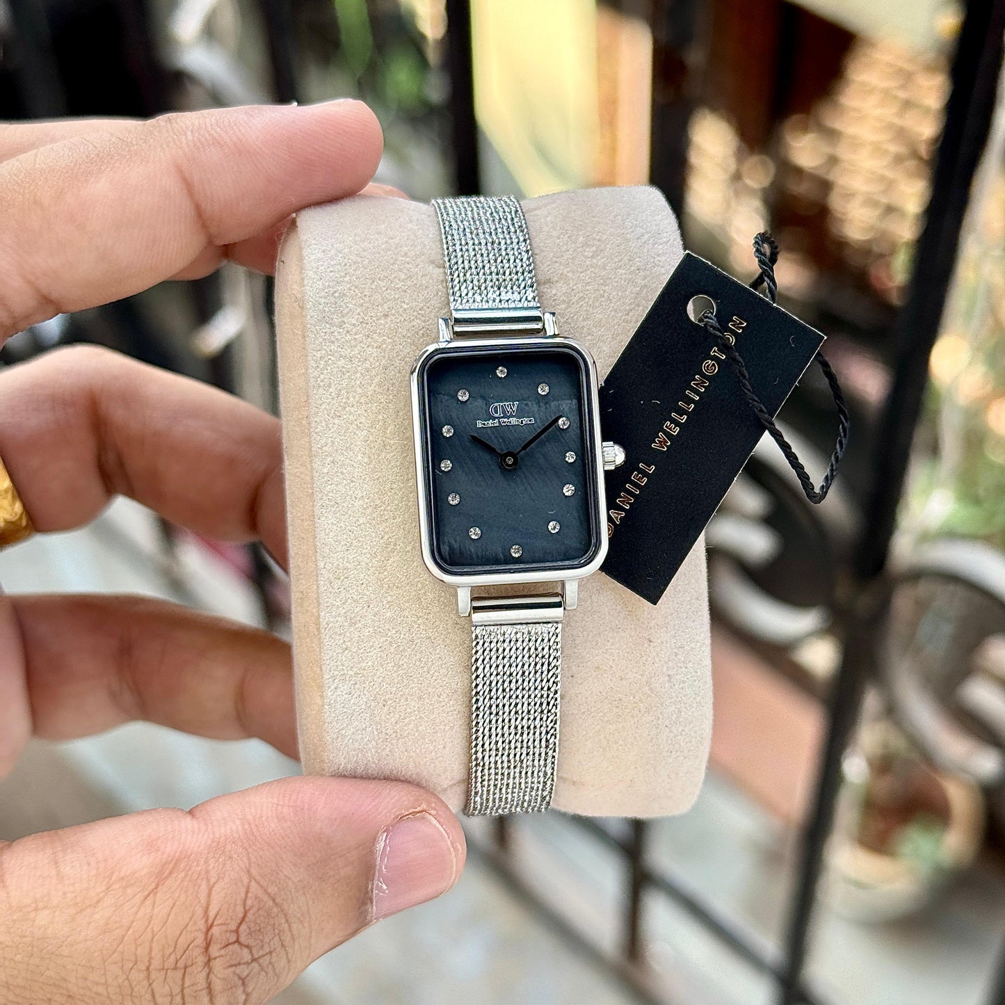 Silver Black Square Watch