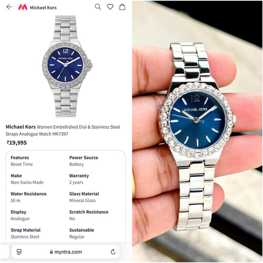 Silver Blue Diamond Watch