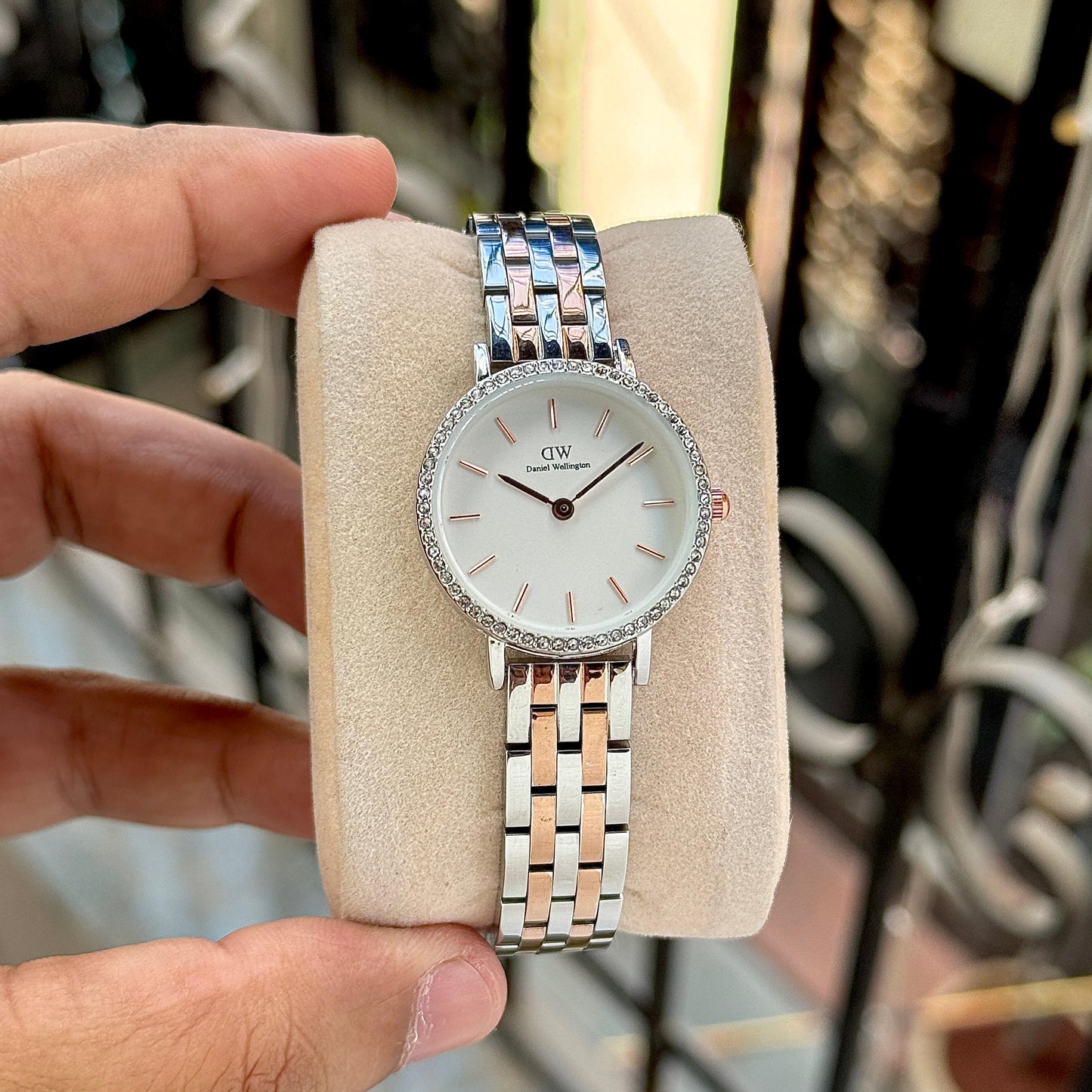 Dual Tone White Dial Watch