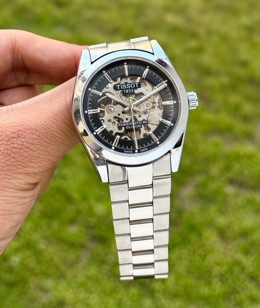 Silver Black Automatic Watch