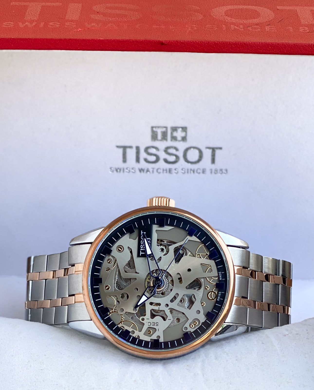 Silver Rose Gold Automatic Watch