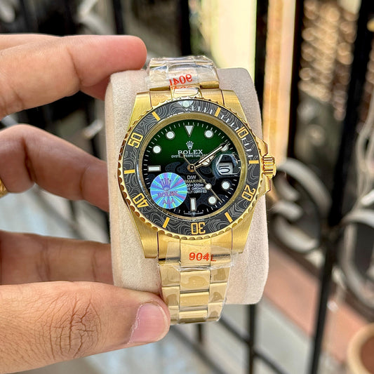 Gold Green Automatic Watch