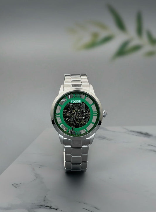 Silver Green Automatic Watch