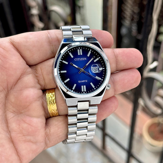 Silver Blue Classic Watch