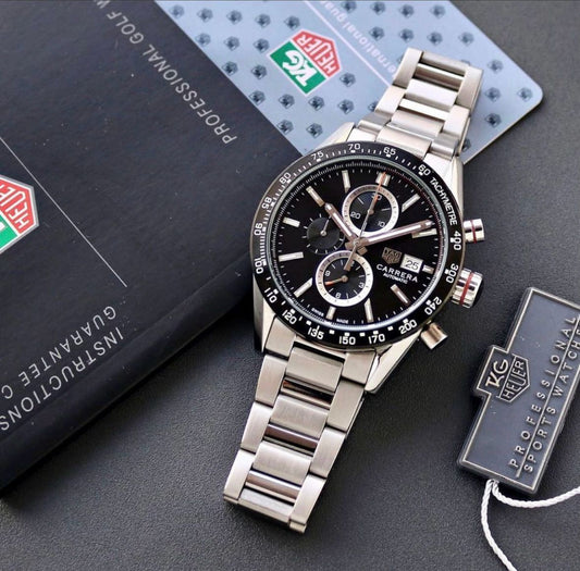 Silver Black Chronograph Watch
