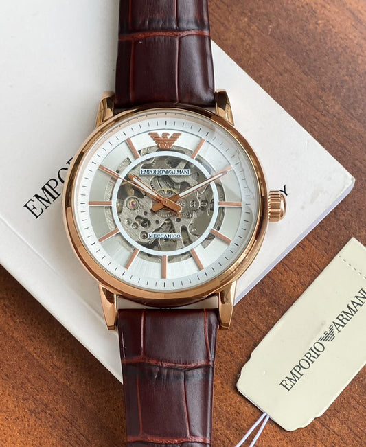 Brown White Automatic Watch