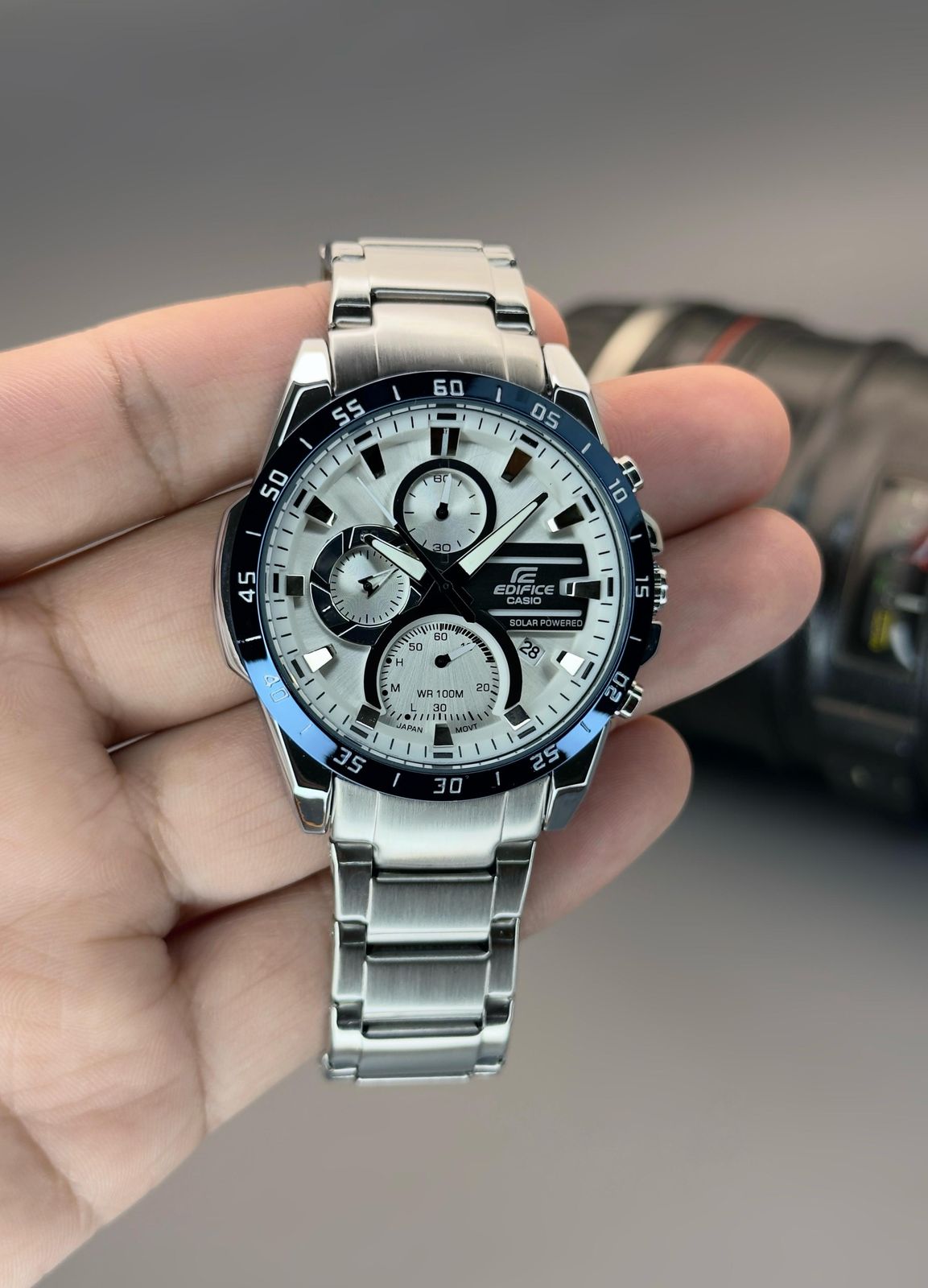 Silver White Chronograph Watch