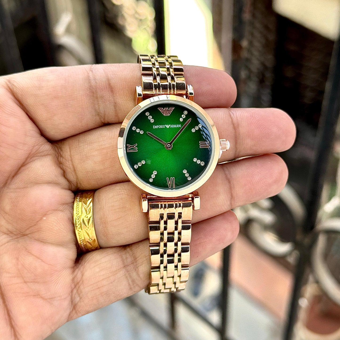 Gold Green Women's Watch