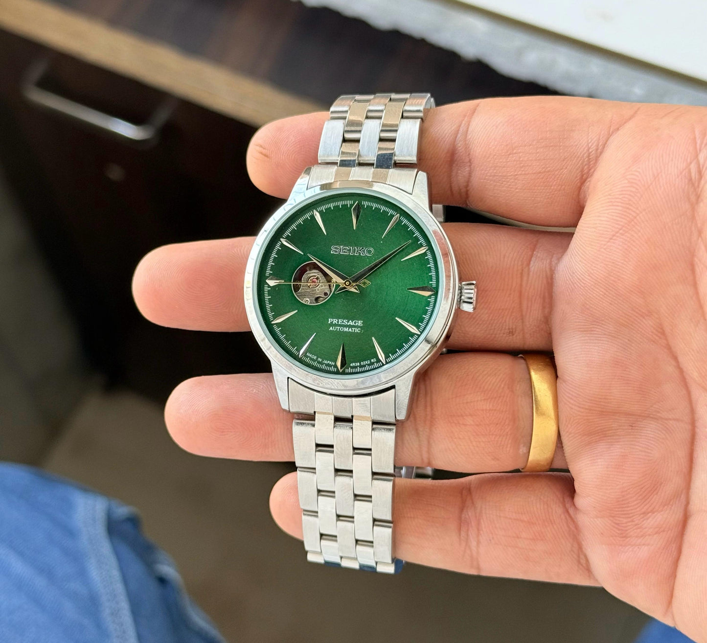 Silver Green Automatic Watch