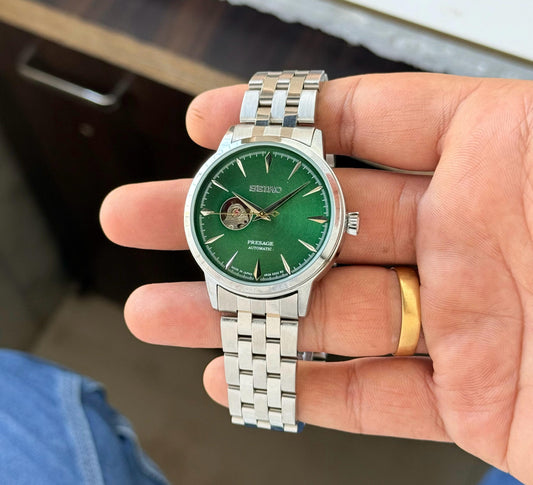 Silver Green Automatic Watch