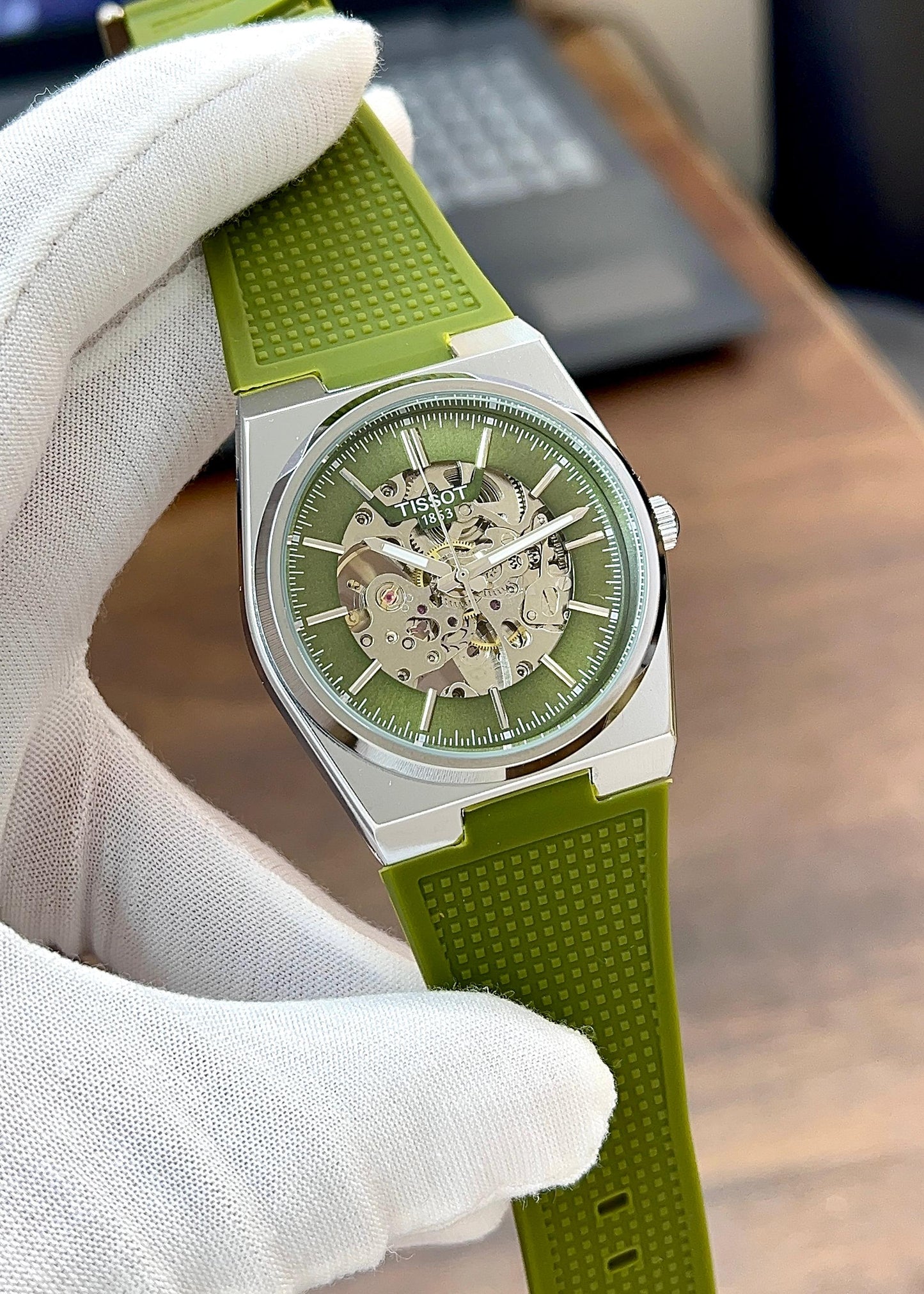 Green Silver  Fibre  Watch