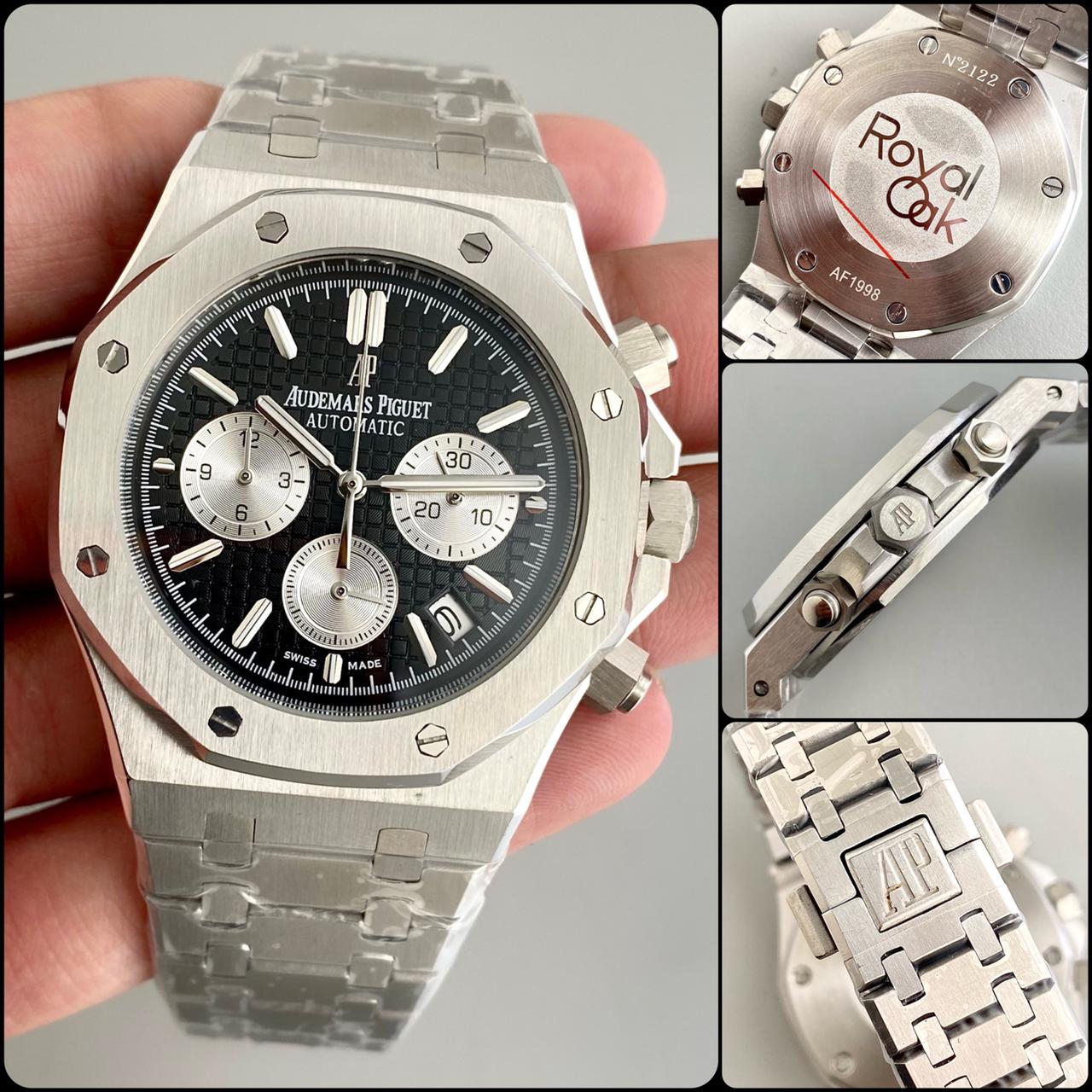 Silver Black Chronograph Watch