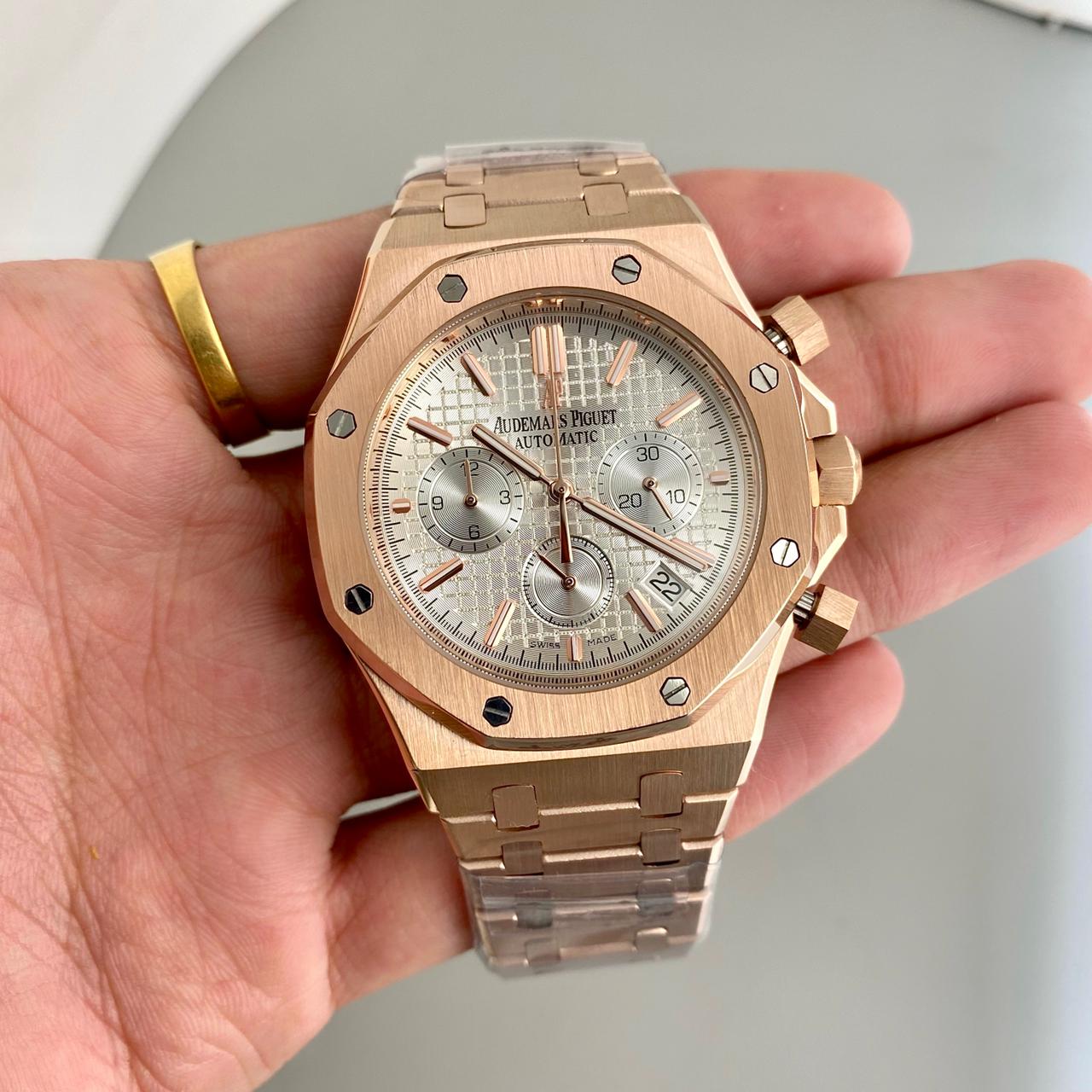 Rose Gold Grey Chronograph Watch