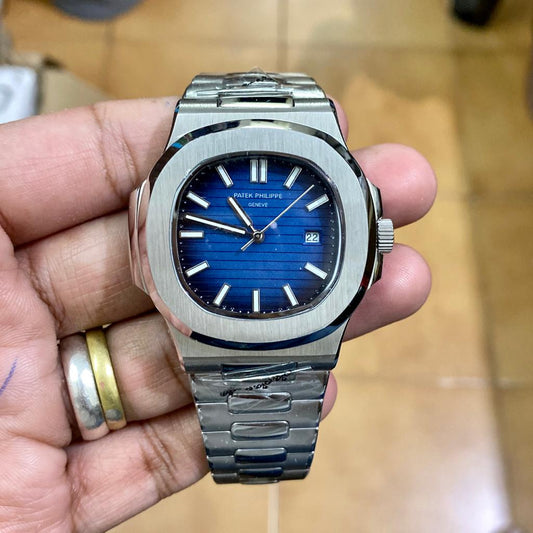 Silver Blue Metal Watch