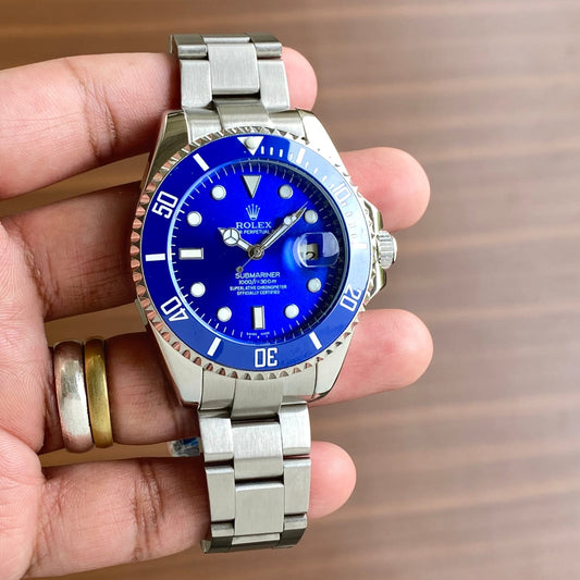 Silver Blue Automatic Watch