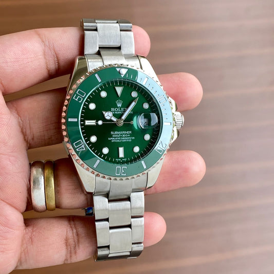 Silver Green Automatic Watch