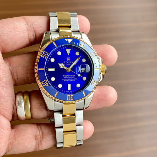 Dual Tone Blue Automatic Watch
