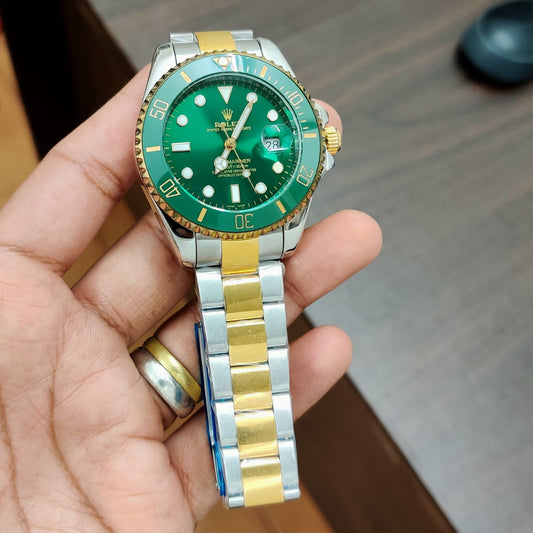 Dual Tone Green Automatic Watch