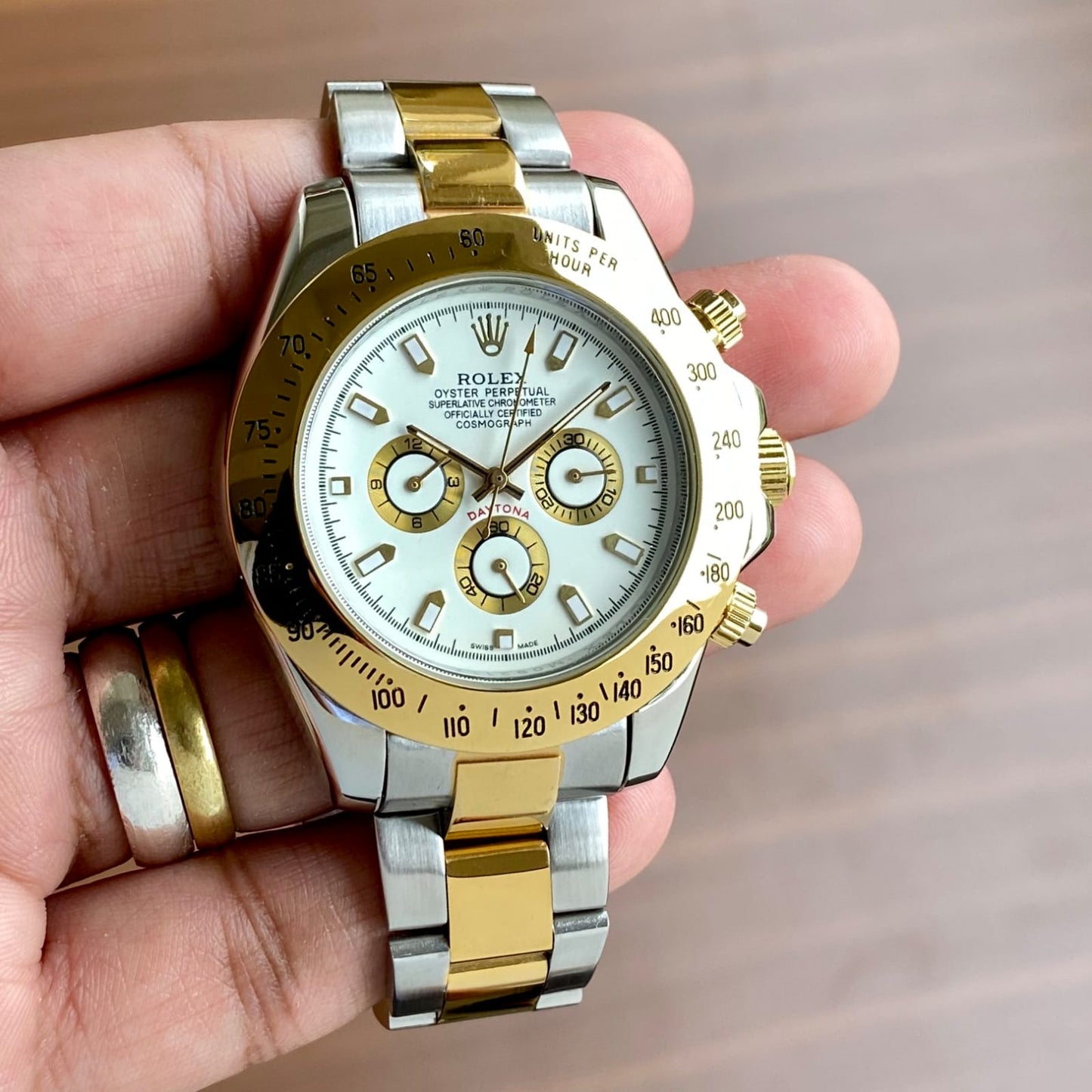 Silver Gold White Dial Watch