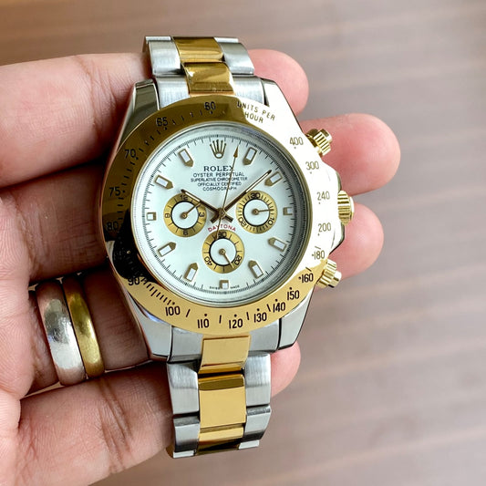 Silver Gold White Dial Watch