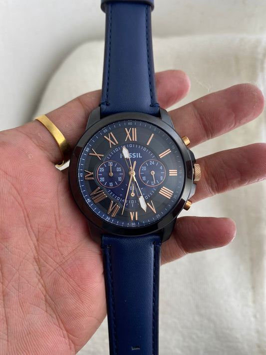 Blue  Black Leather Watch