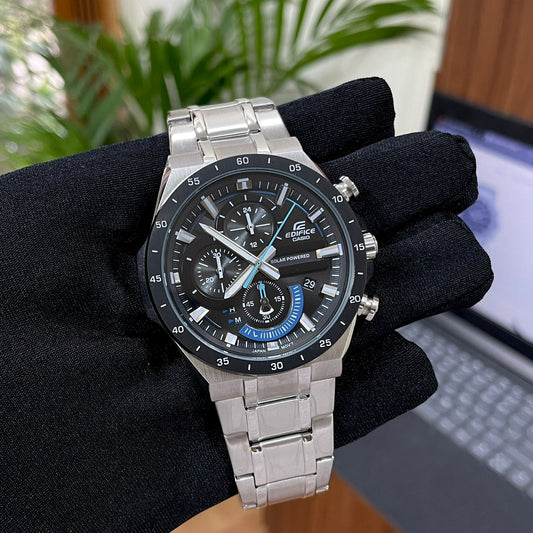Silver Black Chronograph Watch