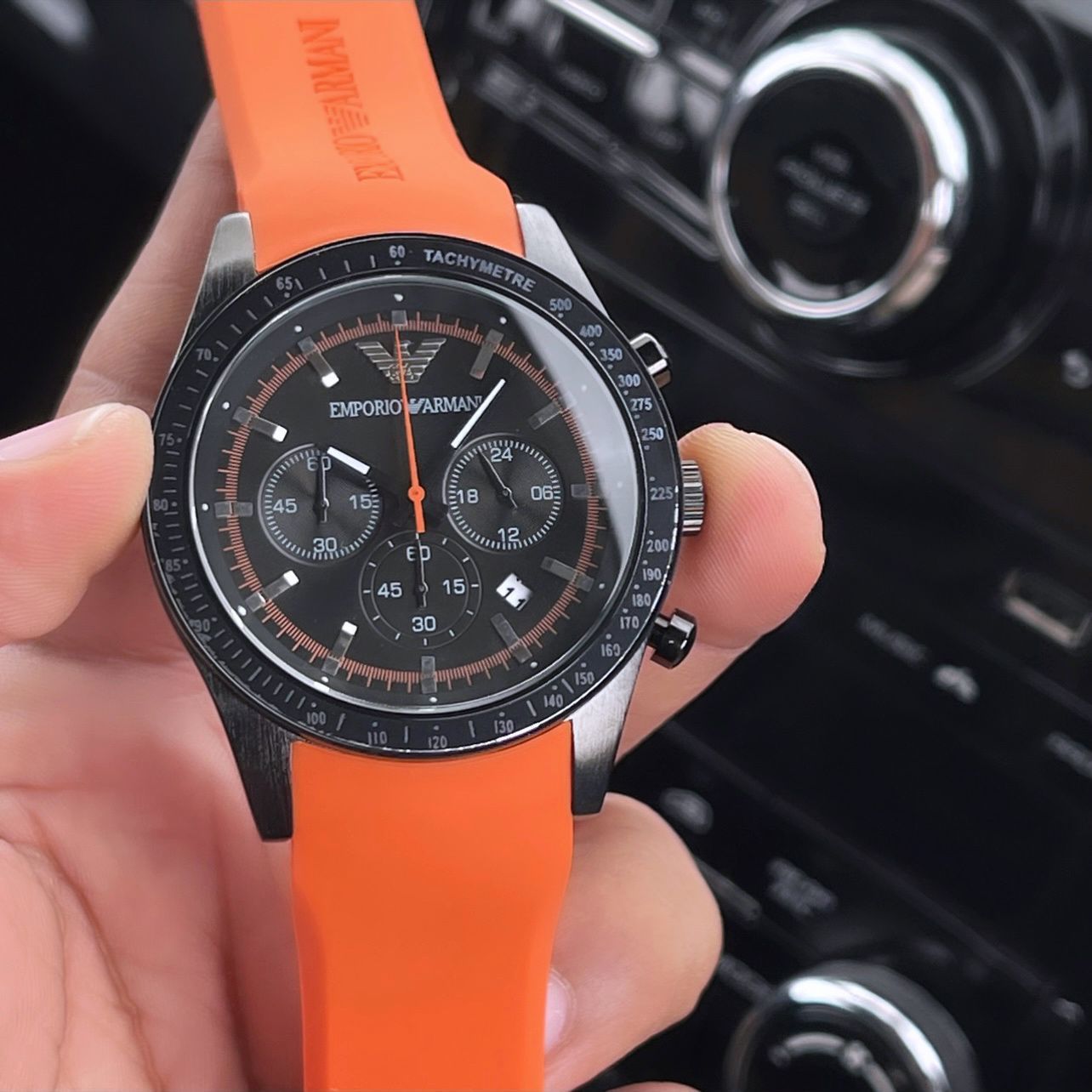 Orange Black Fibre Watch