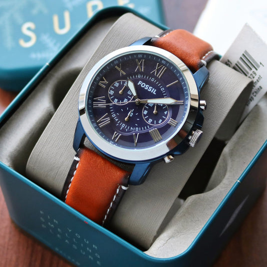 Brown Blue Chronograph Watch