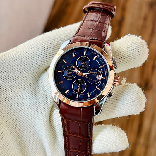 Brown Blue Leather Watch
