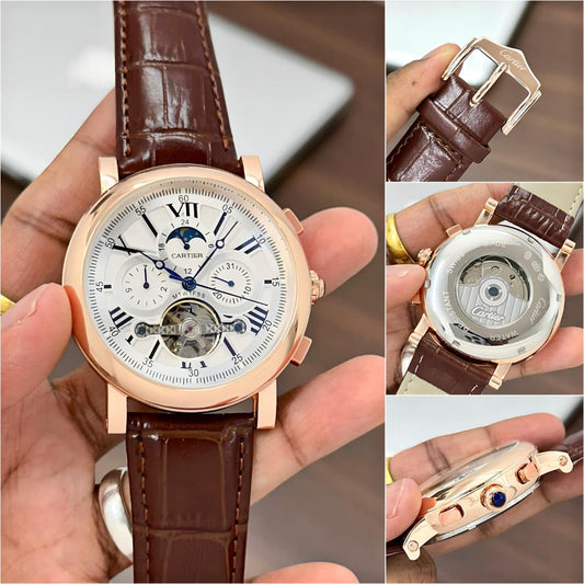 Brown RoseGold White Automatic Watch